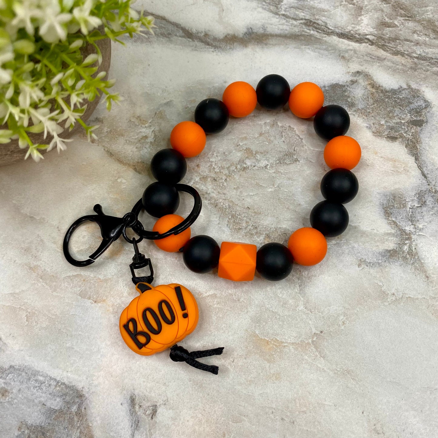 Silicone Bracelet Keychain - Halloween - Pumpkin Boo