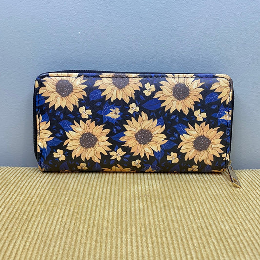 Wallet - Faux Leather - Sunflower Yellow Blue Black