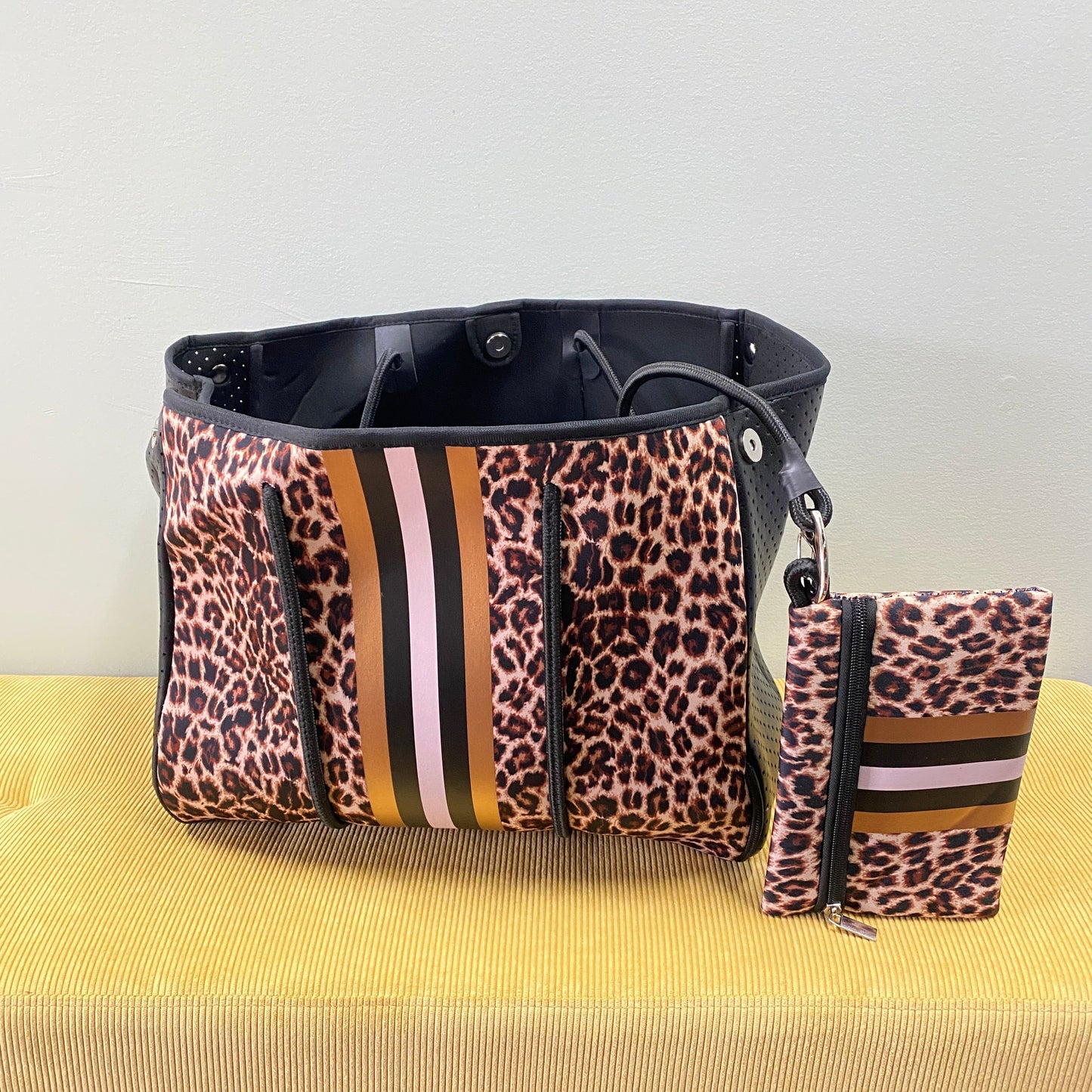 Neoprene Tote - Gold Animal Stripe