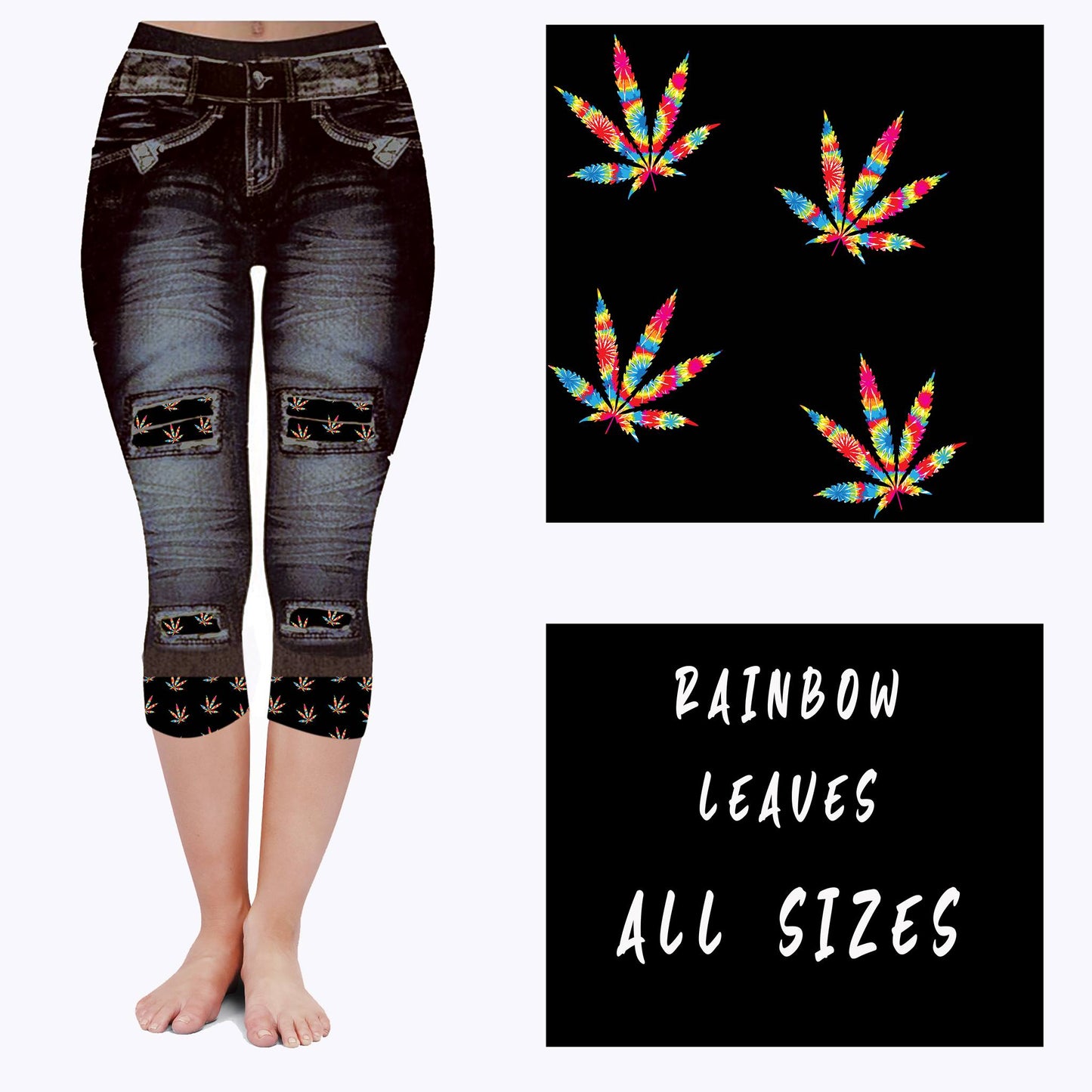 LEGGING JEAN RUN-RAINBOW LEAVES (ACTIVE BACK POCKETS)