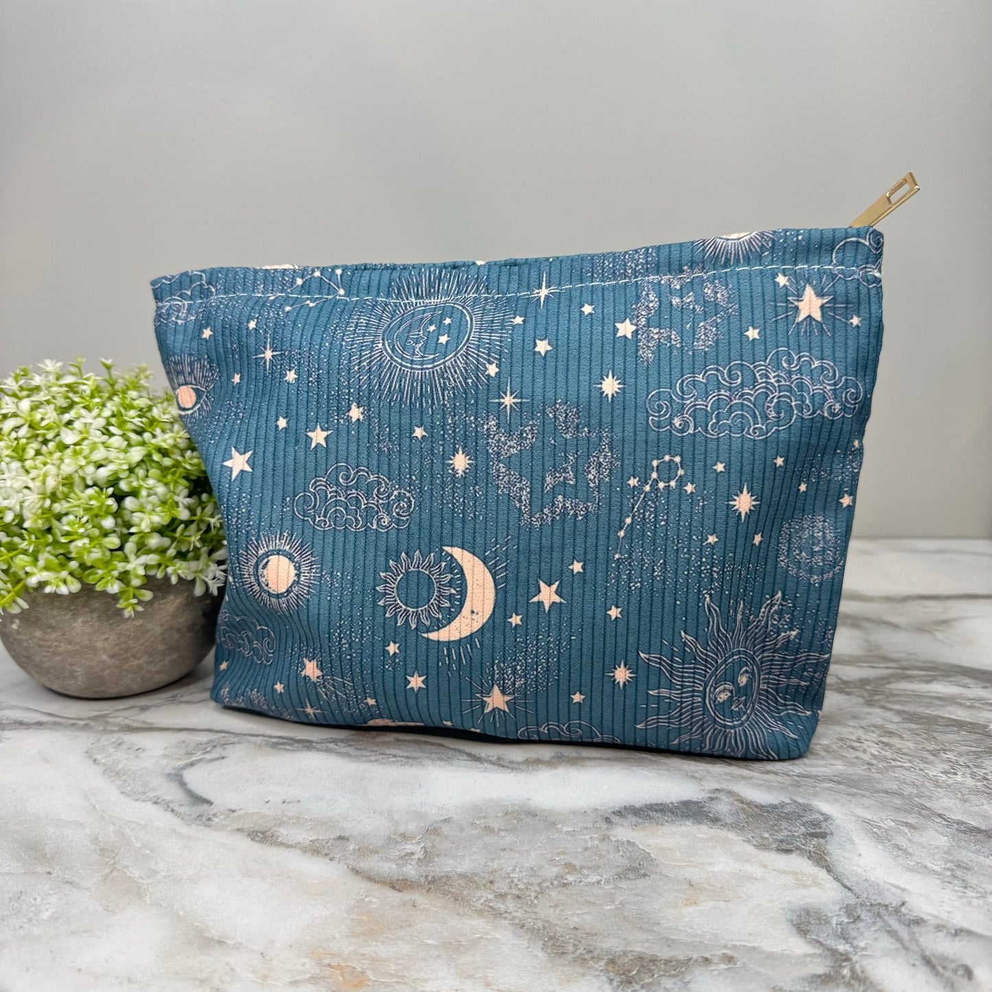 Corduroy Zip Pouch - Stars & Moons