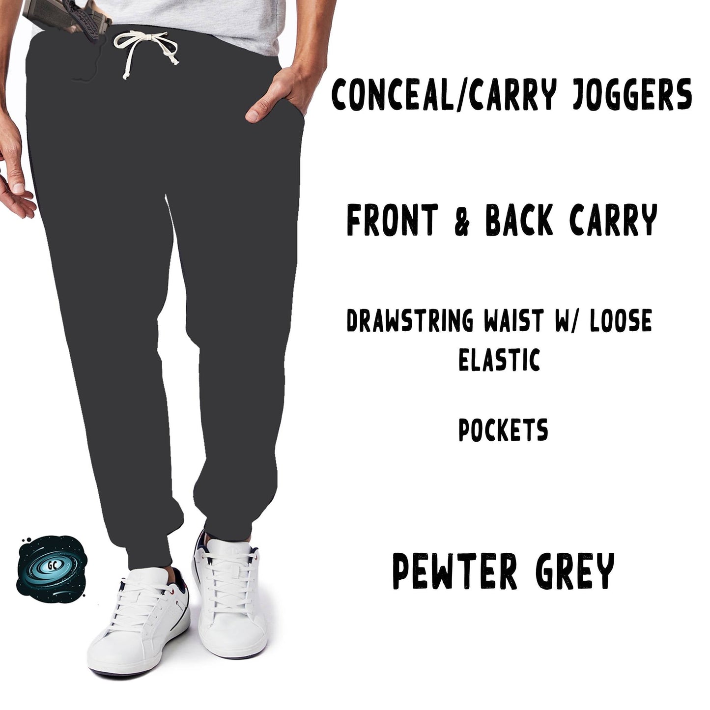 CONCEAL CARRY RUN- PEWTER GREY LEGGINGS/CAPRI/JOGGERS