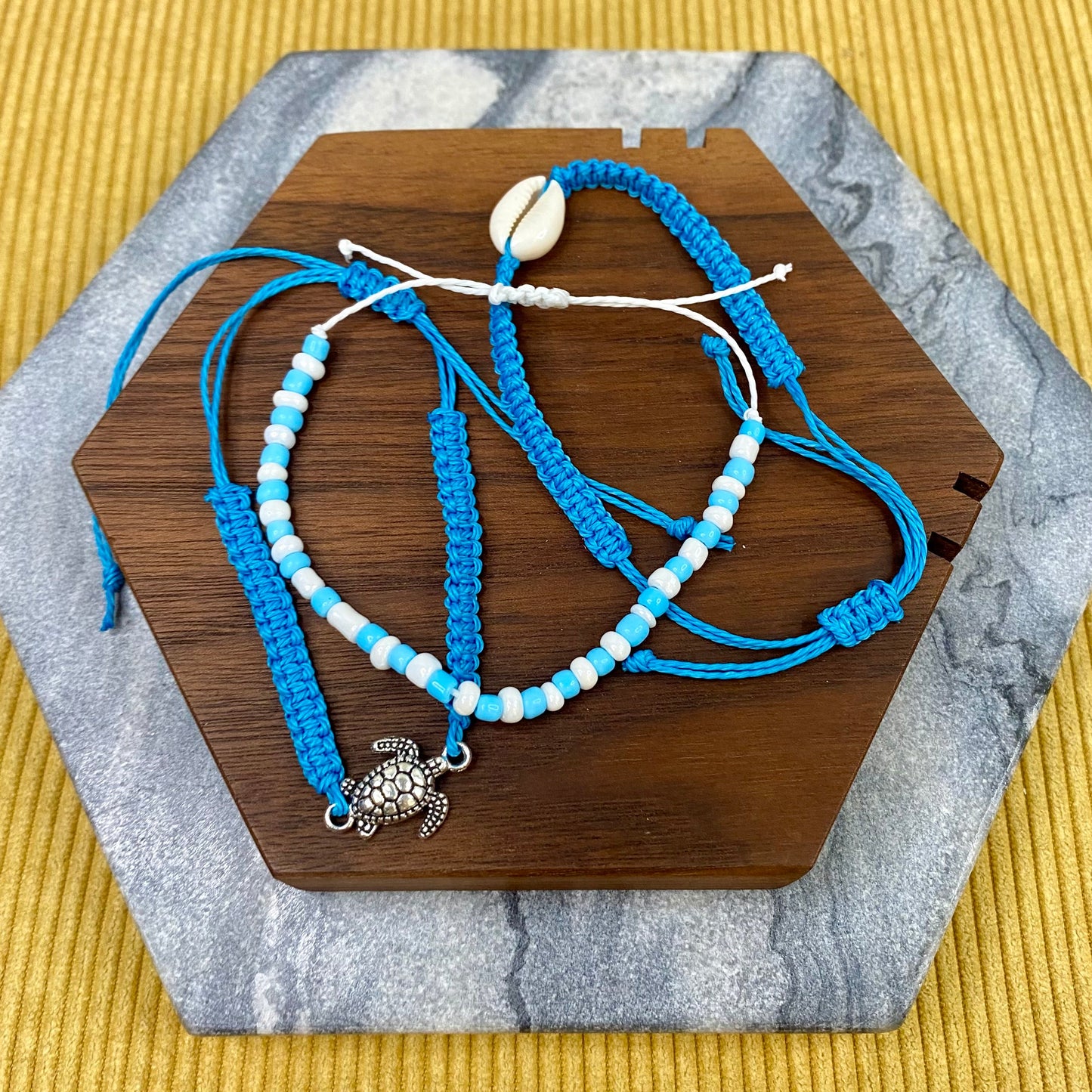 Bracelet Pack - Adjustable String Teal Light Blue