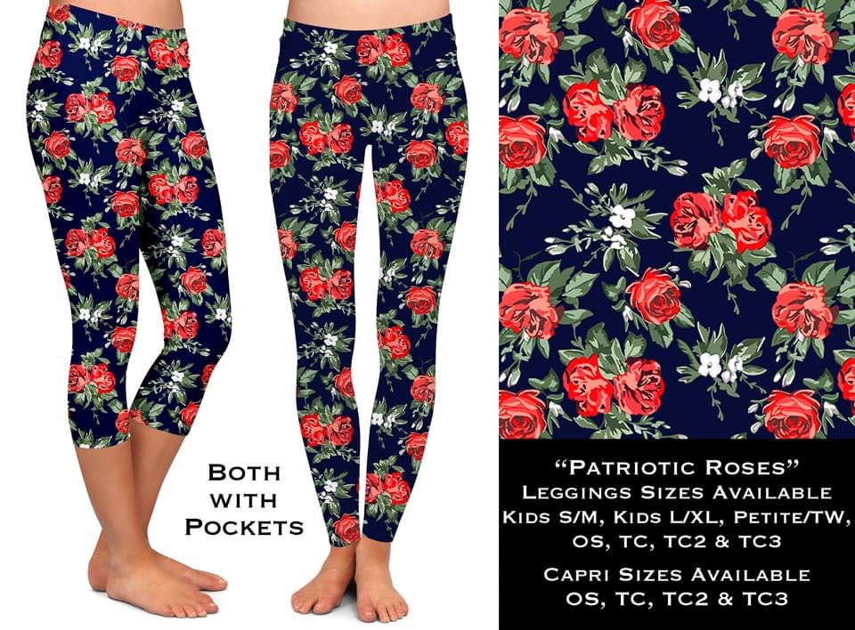 Patriotic Roses Leggings & Capris