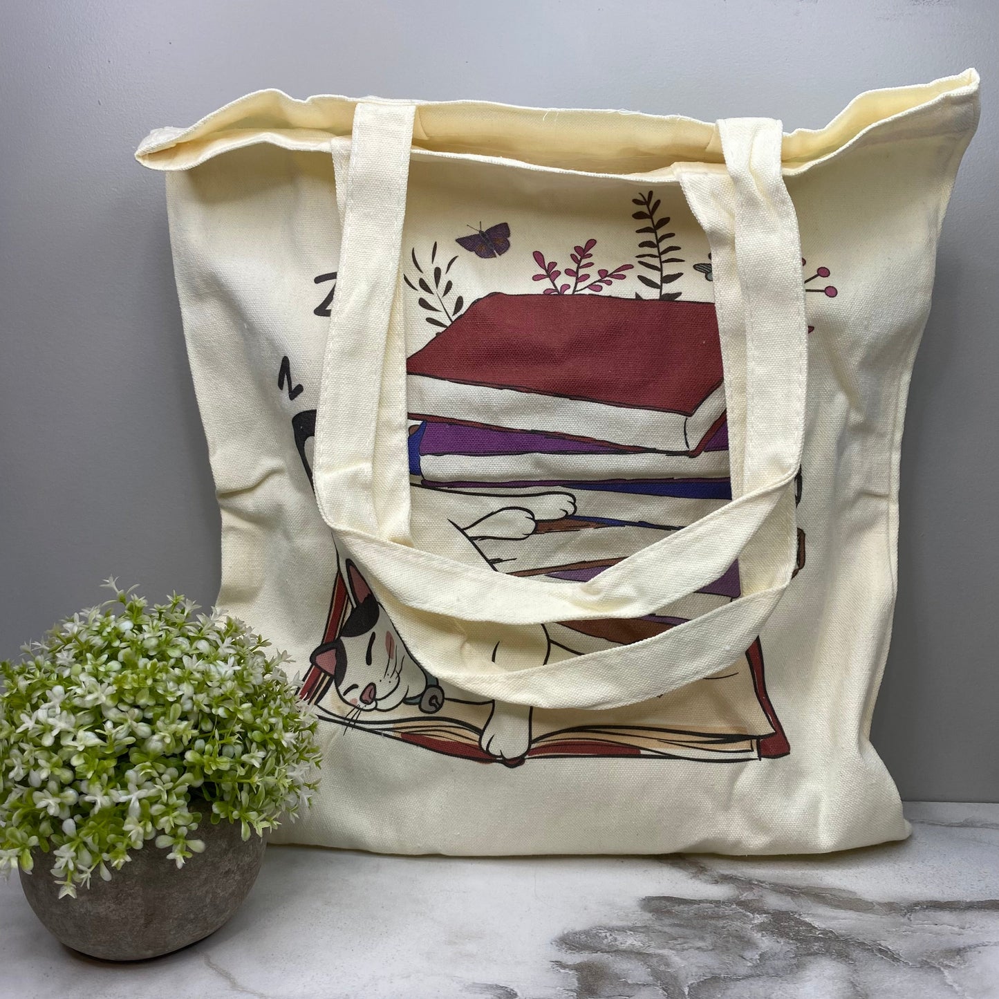 Tote Bag - Sleepy Cats & Books - #4