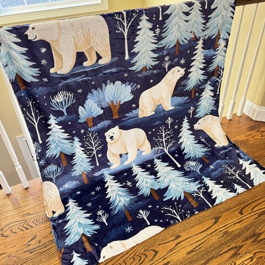 Blanket - Christmas - Blue Polar Bears - PREORDER