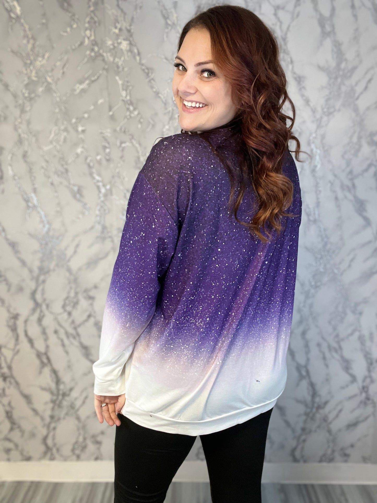 Purple Glitter Ombre Crewneck