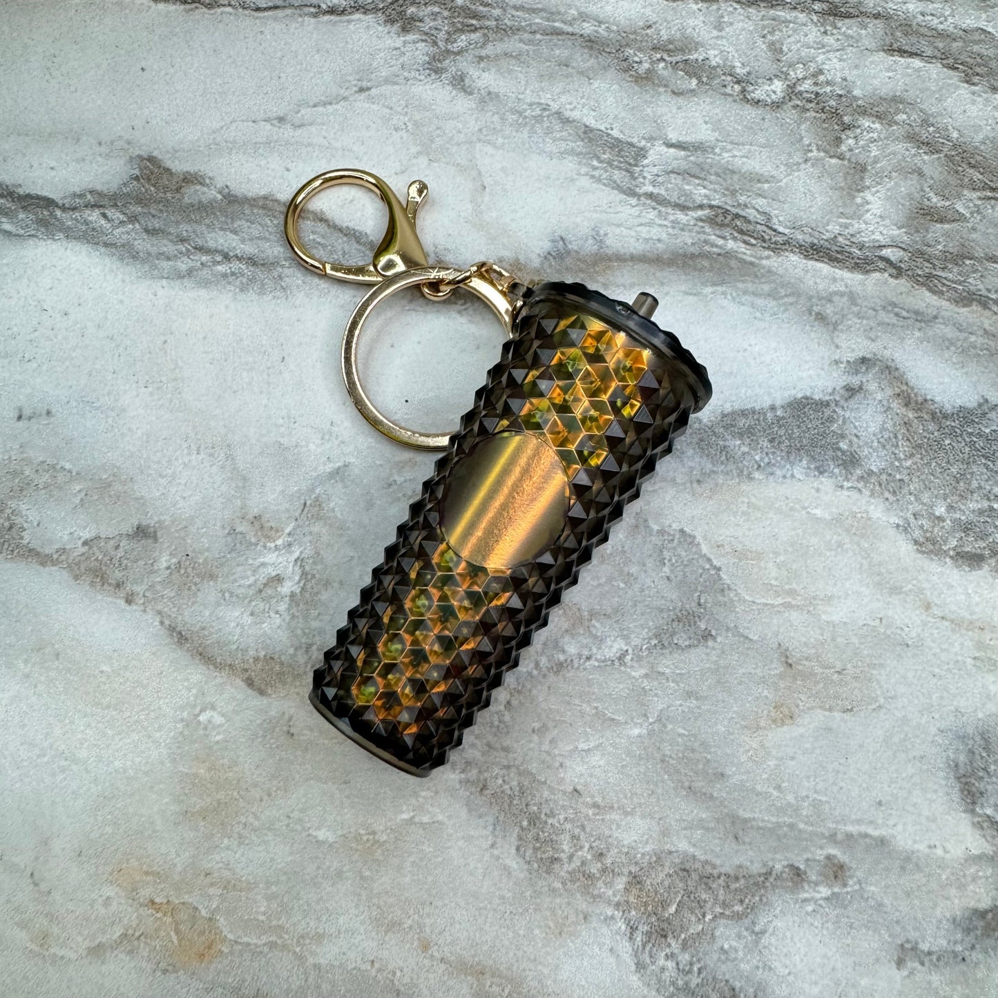 Keychain - Studded Tumbler - Olive Oilslick