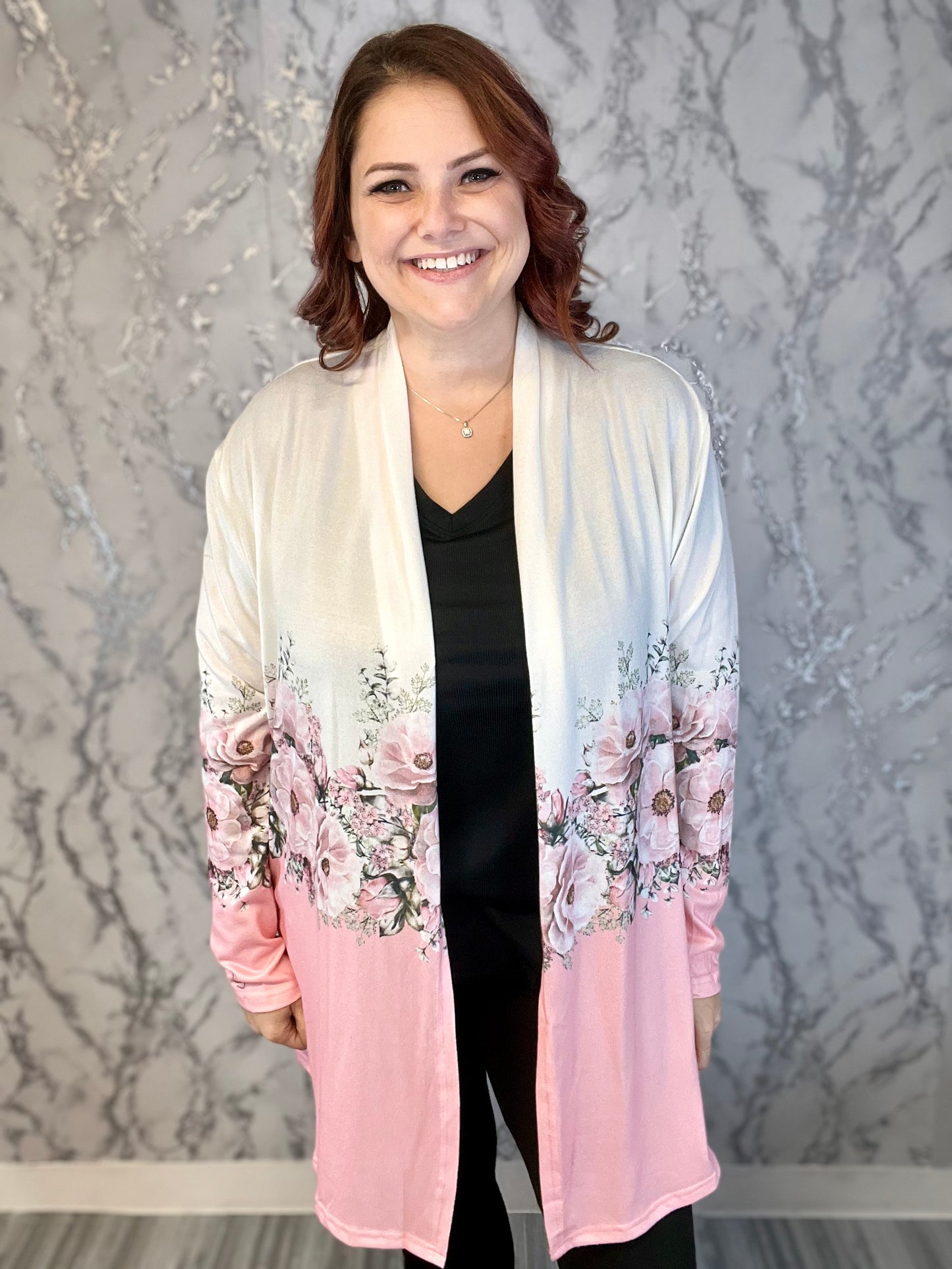 Pink Floral Cardigan