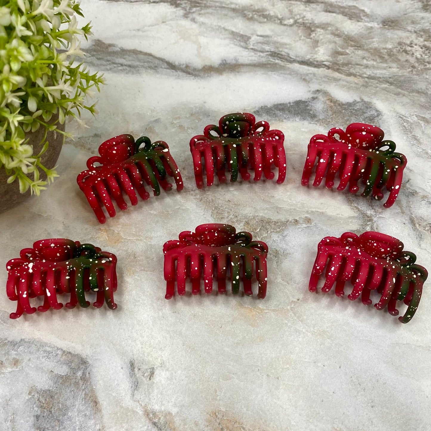 Hair Clip - Christmas Red Green Clamshell