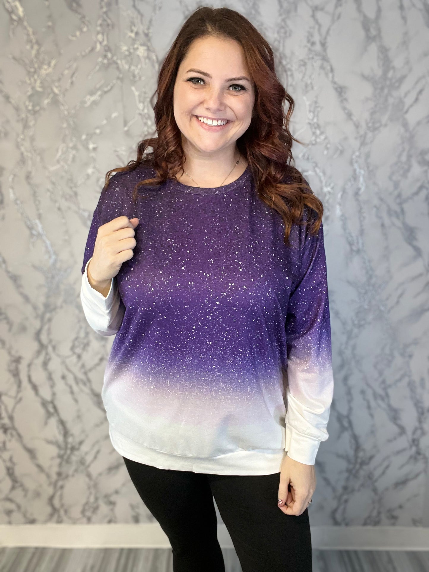 Purple Glitter Ombre Crewneck