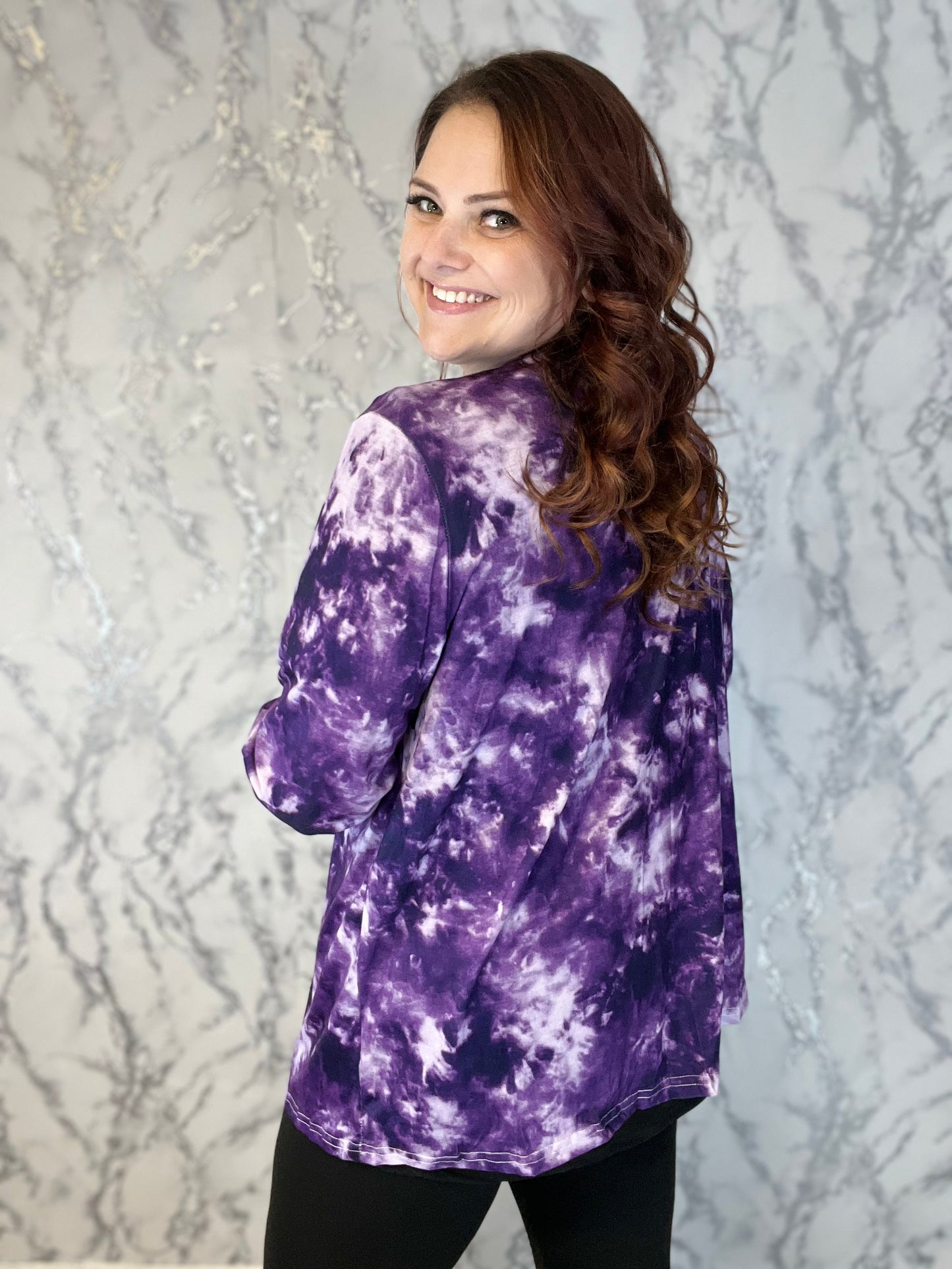 Purple Tie Dye Slinky Cardigan