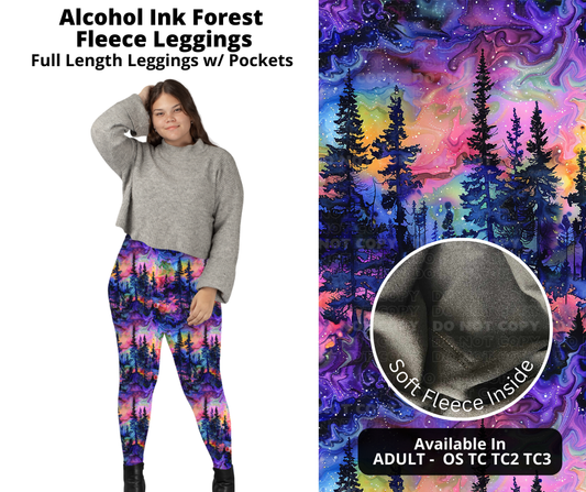 Alcohol Ink Forest Fleece Leggings