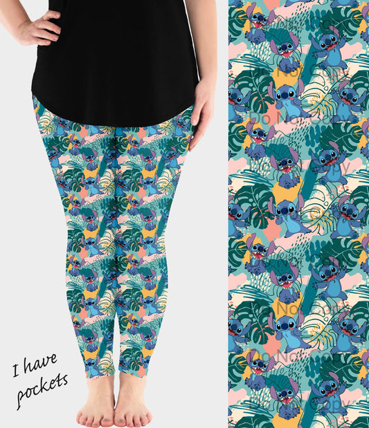 RTS - Alien Palms Leggings w/ Pockets