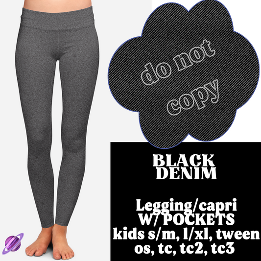 BLACK DENIM- DENIM PATTERN RUN - LEGGING/CAPRI