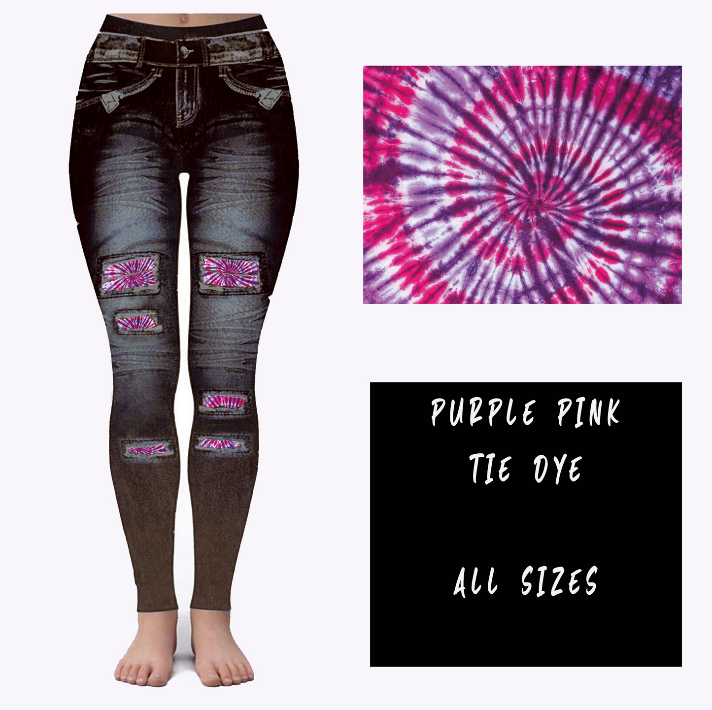 LEGGING JEAN RUN-PINK PURPLE TIE DYE (ACTIVE BACK POCKETS)