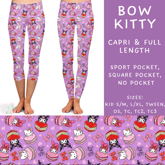 Batch #253 - Valentine Characters - Closes 12/13 - ETA mid/late Jan - Bow Kitty Full and Capri Length Leggings