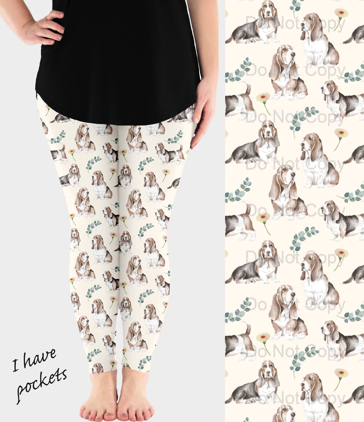 RTS - Basset Hound Leggings w/ Pockets