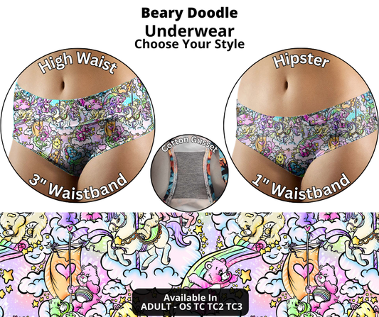 Preorder! Closes 12/12. ETA Feb. Beary Doodle Hipster & High Waist Underwear