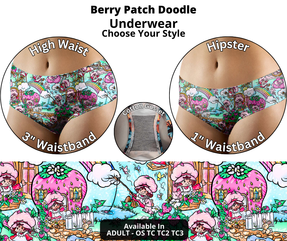 Preorder! Closes 12/12. ETA Feb. Berry Patch Doodle Hipster & High Waist Underwear