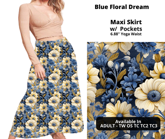 Blue Floral Dream Maxi Skirt