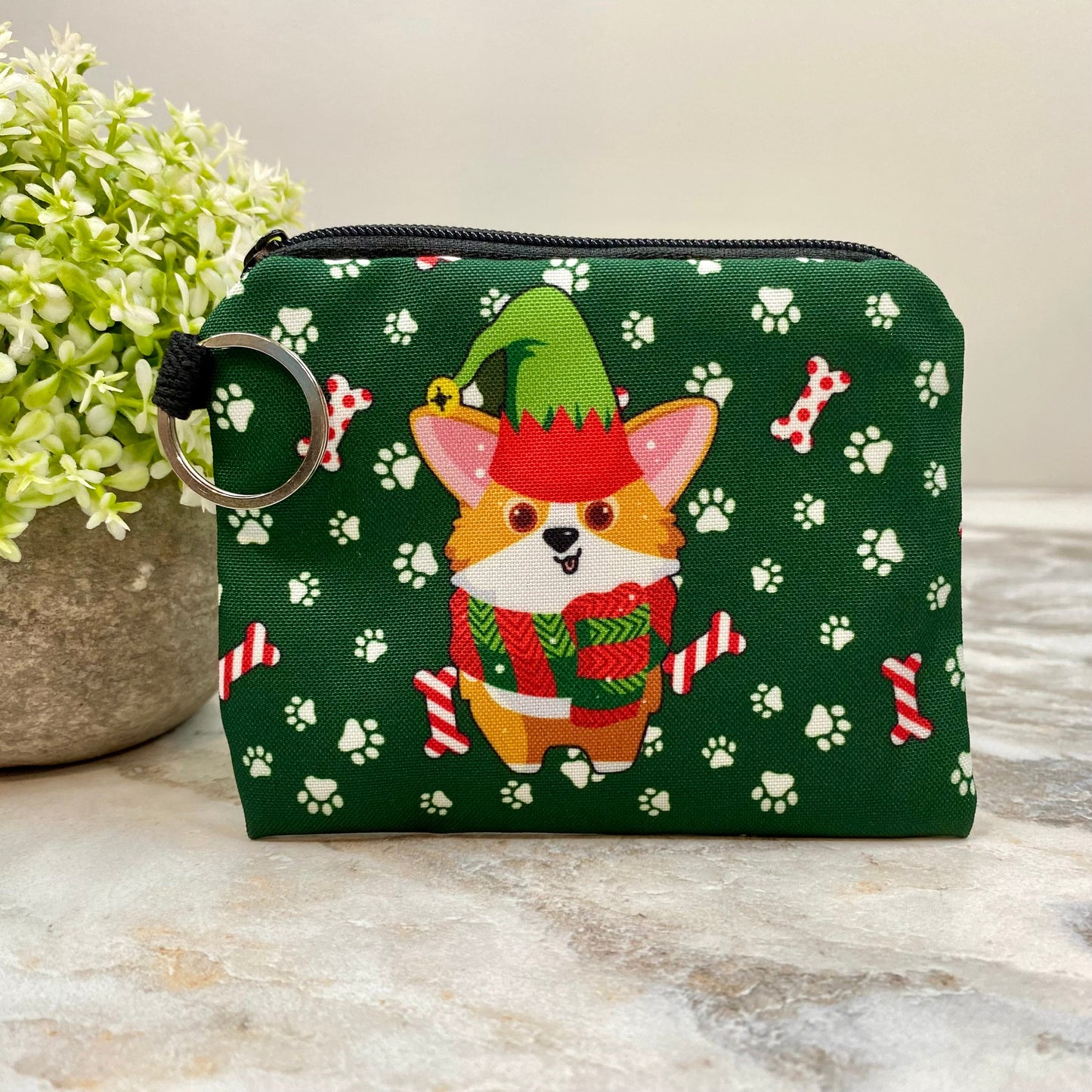 Mini Pouch - Christmas Corgi Elf