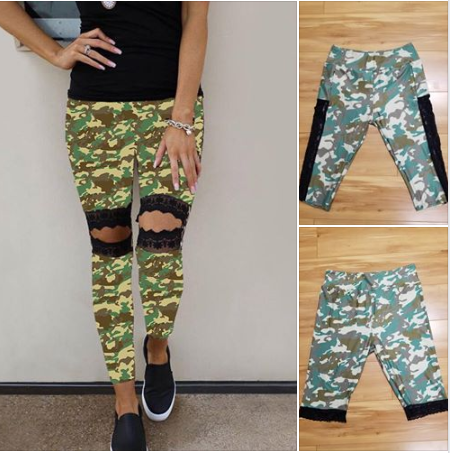 CAMO LACE KNEE FULL/DIPPED LACE CAPRI/SIDE LACE CAPRI