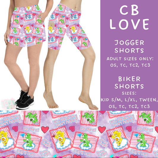 Batch #253 - Valentine Characters - Closes 12/13 - ETA mid/late Jan - CB Love Biker & Jogger Shorts