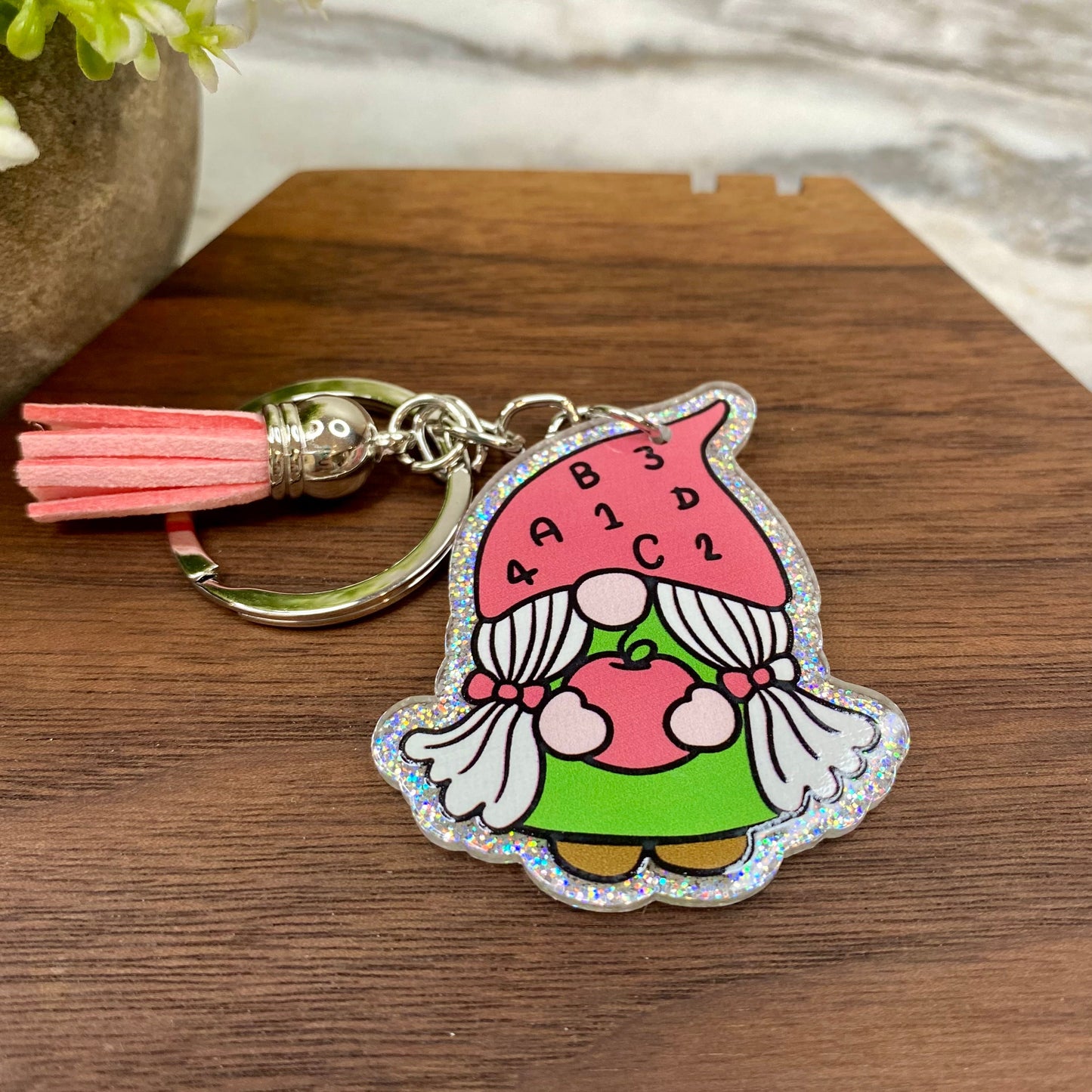 Keychain - Acrylic - Teacher Gnome - #1