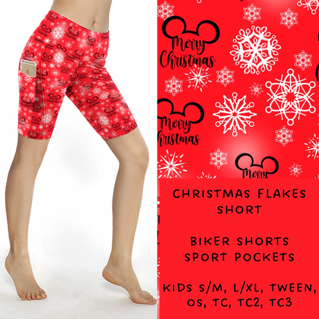 Ready To Ship - Christmas Flakes Biker Shorts