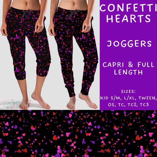 Batch #252 - Valentines Day - Closes 12/11 - ETA late Jan - Confetti Hearts Full and Capri Length Joggers