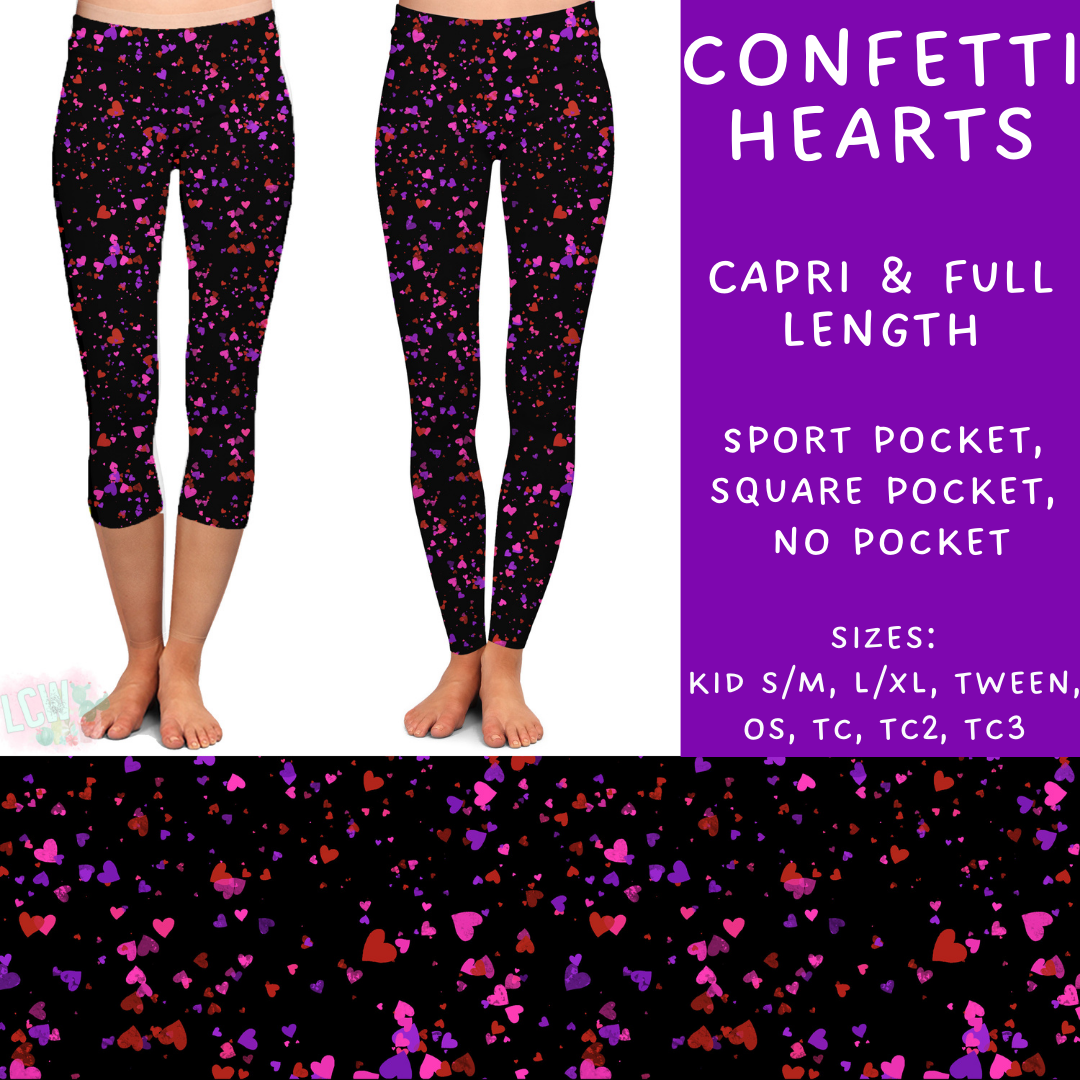 Batch #252 - Valentines Day - Closes 12/11 - ETA late Jan - Confetti Hearts Full and Capri Length Leggings