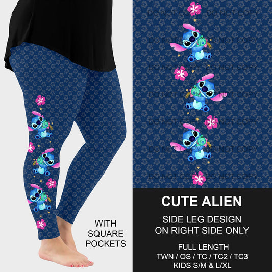 B198 - Preorder Cute Alien Side Design Leggings w/ Pockets (Closes 12/08. ETA early Feb.)