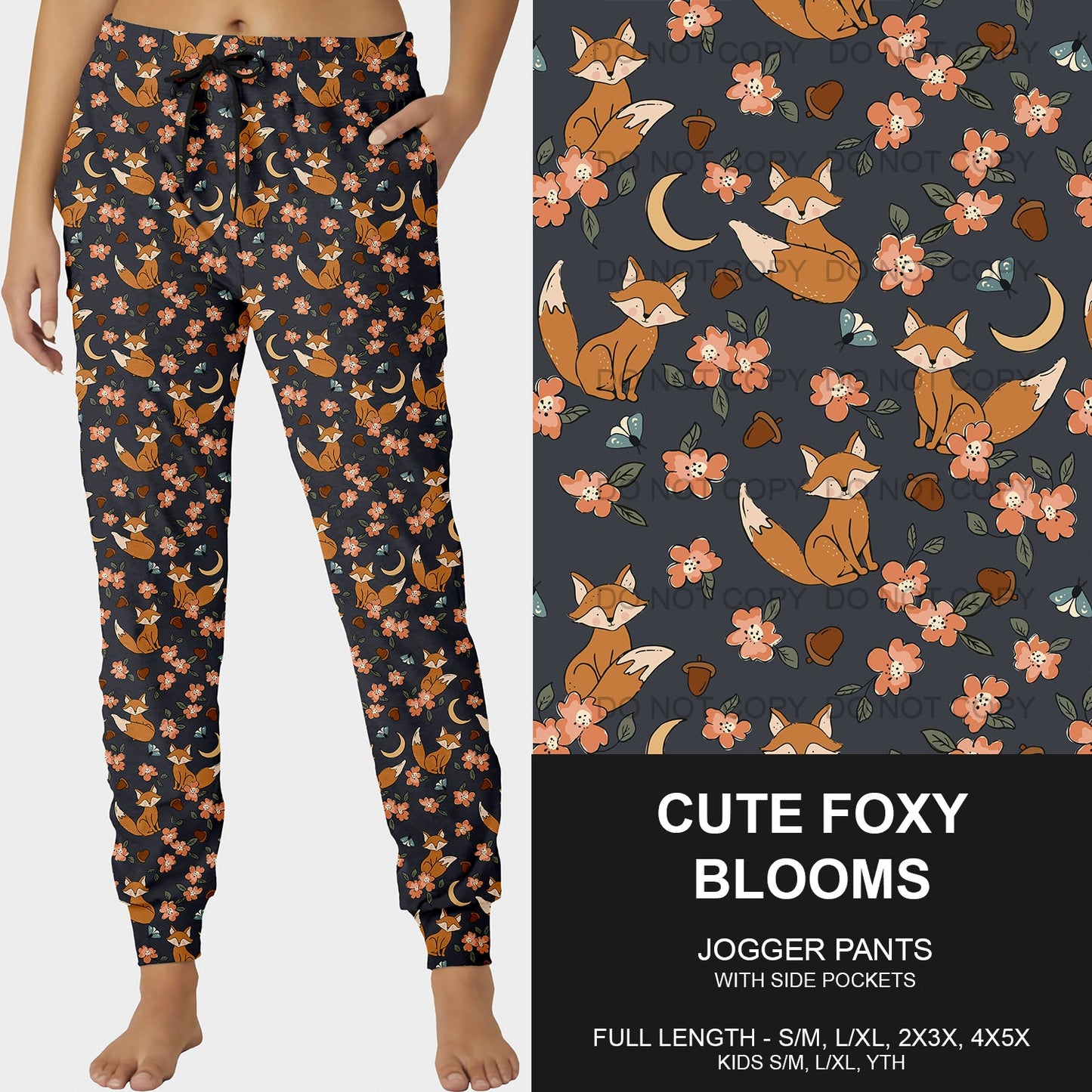 B200 - Preorder Cute Foxy Blooms Joggers (Closes 12/15. ETA late Feb.)