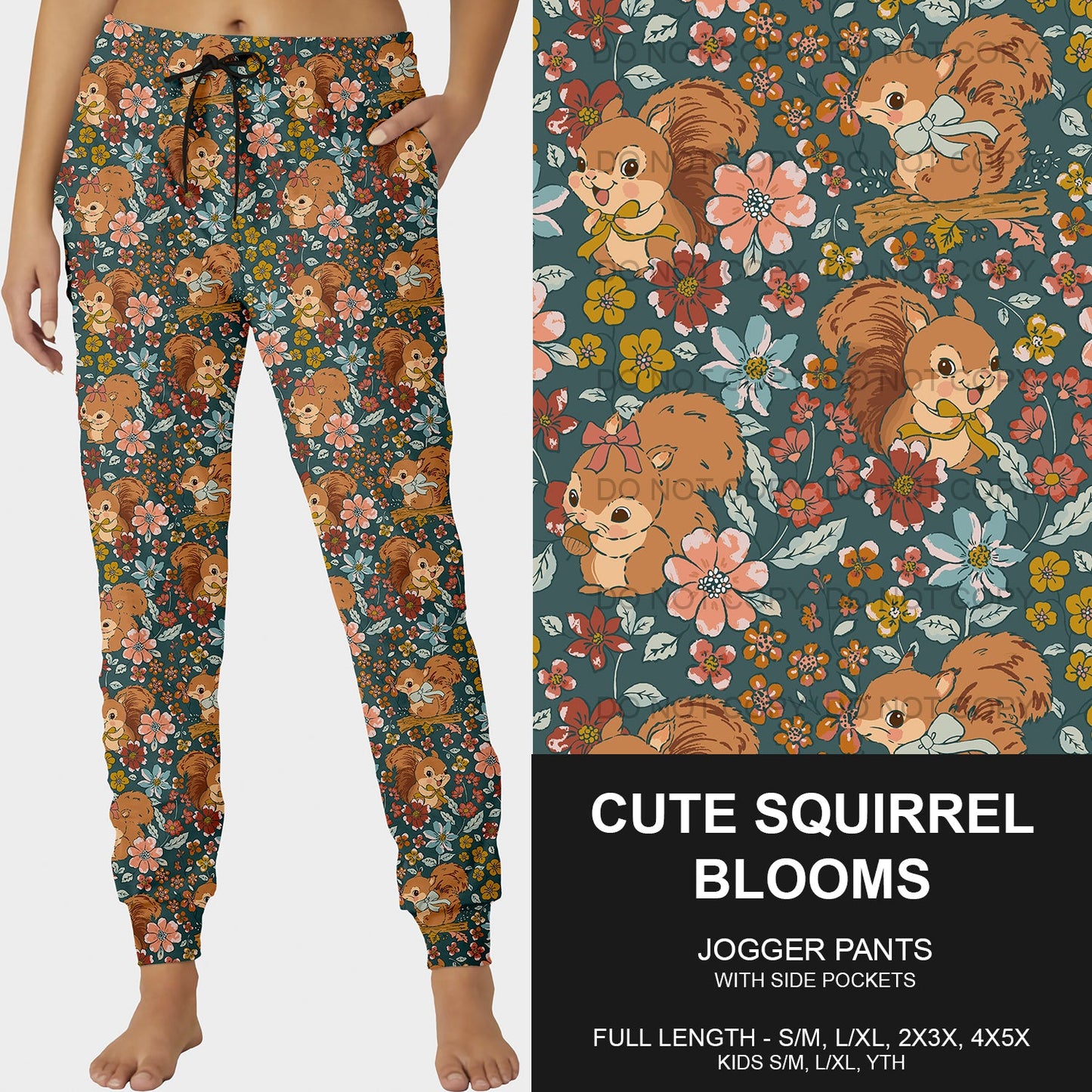 B200 - Preorder Cute Squirrel Blooms Joggers (Closes 12/15. ETA late Feb.)