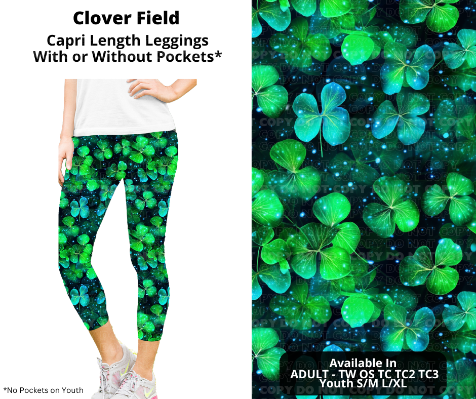 Preorder! Closes 12/11. ETA Feb. Clover Field Capri Leggings w/wo Pockets