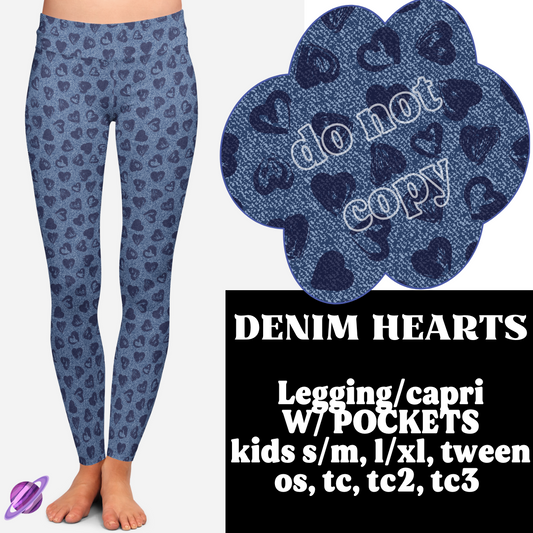 DENIM HEARTS- DENIM PATTERN RUN - LEGGING/CAPRI