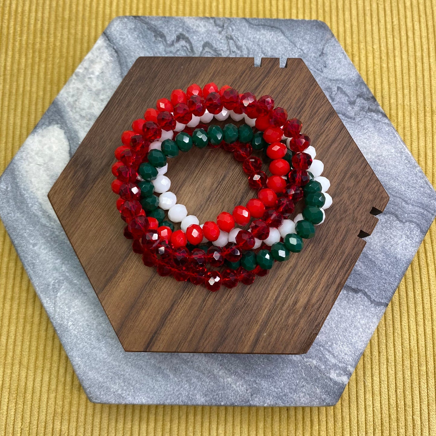 Bracelet Pack - Christmas Red + Green Bead