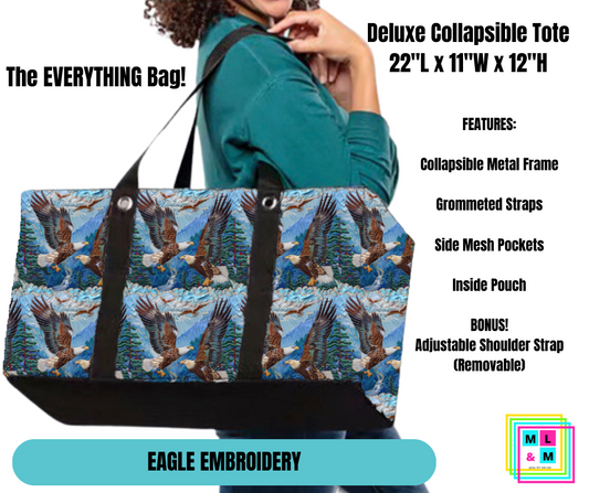 Eagle Embroidery Collapsible Tote