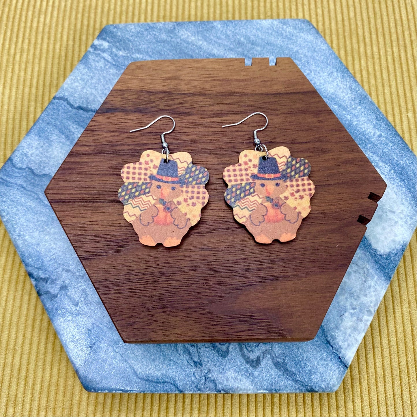 Wooden Dangle Earrings - Fall - Turkey