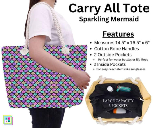 Sparkling Mermaid Carry All Tote w/ Zipper