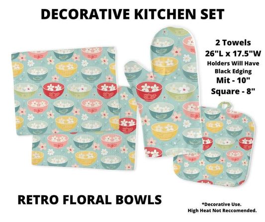 Retro Floral Bowls Decorative Kitchen Set