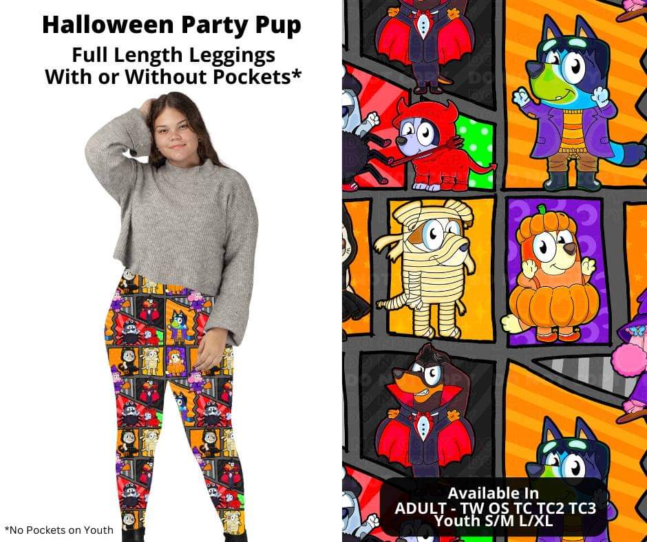 Halloween Party Pup Full Length Leggings w/ Pockets