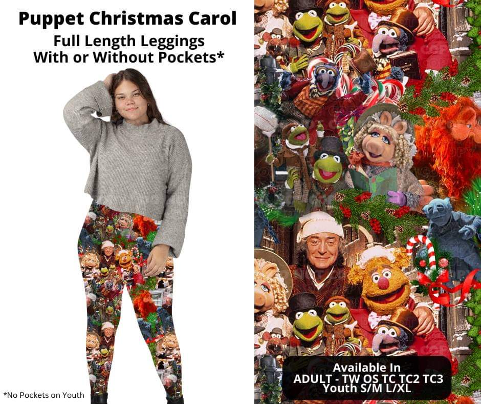 Puppet Christmas Carol Full Length Leggings w/ Pockets