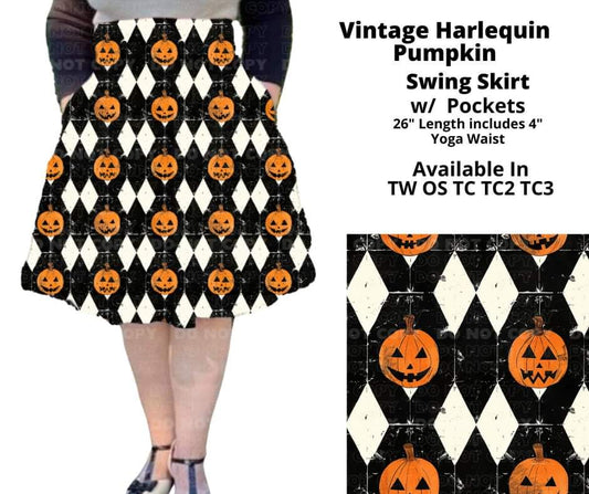 Vintage Harlequin Pumpkin Swing Skirt