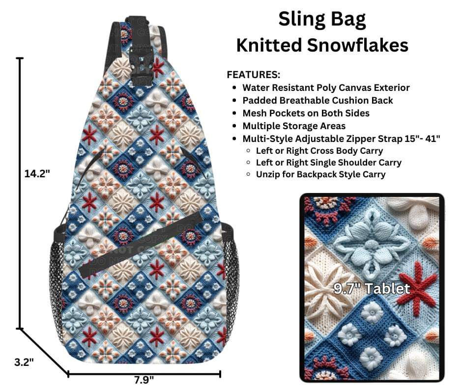 Knitted Snowflakes Sling Bag