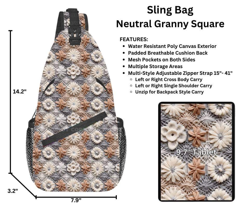 Neutral Granny Square Sling Bag