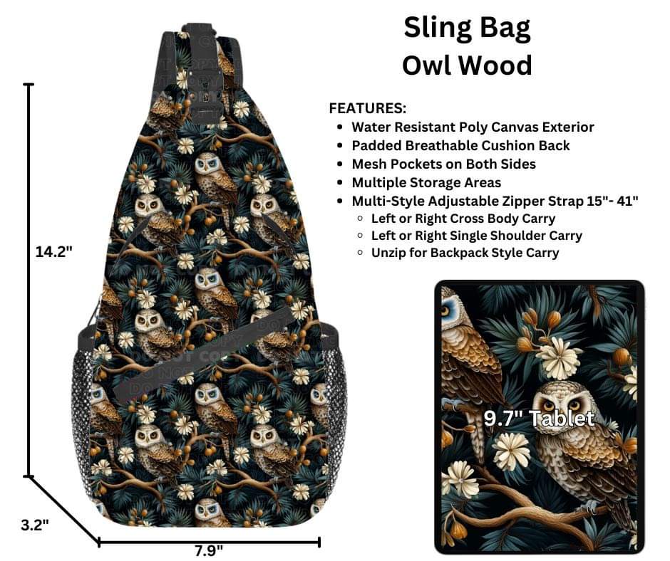 Owl Wood Sling Bag