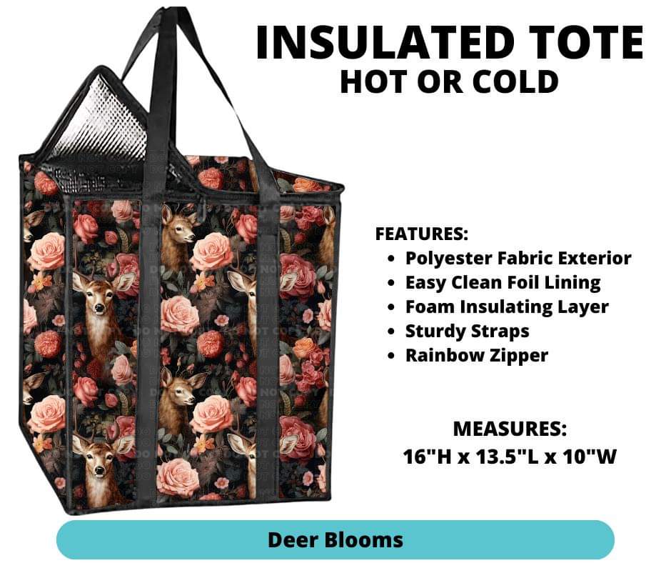 Deer Blooms Insulated Tote