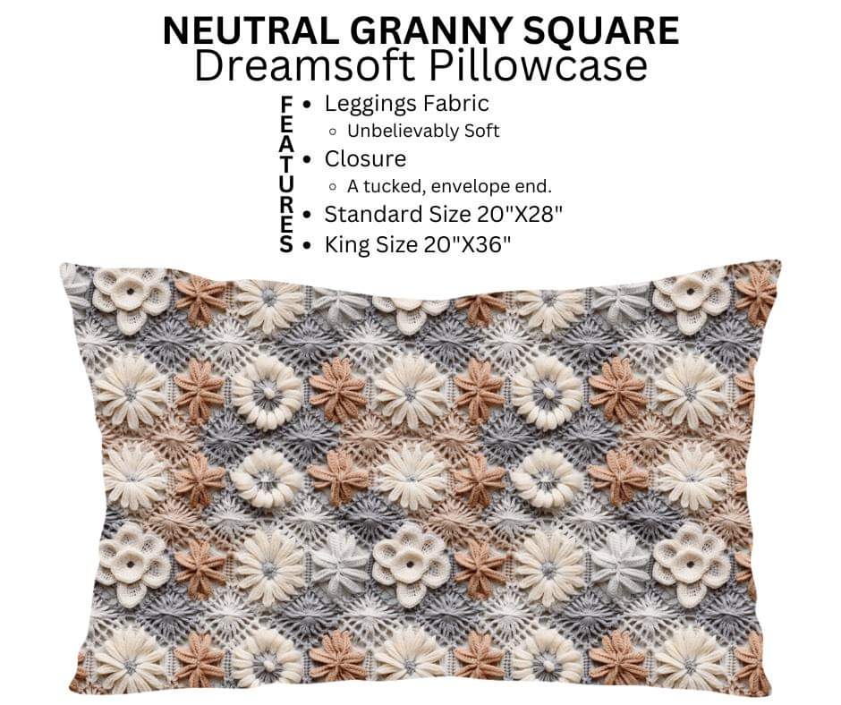 Neutral Granny Square Dreamsoft Pillowcase